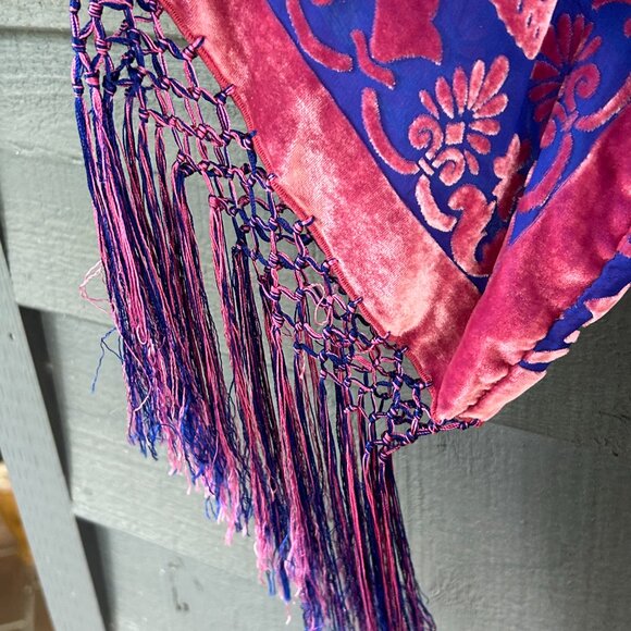 Free People Silk Velvet Kimono Robe Extremely Rare Pink/Blue One Size - Picture 4 of 6